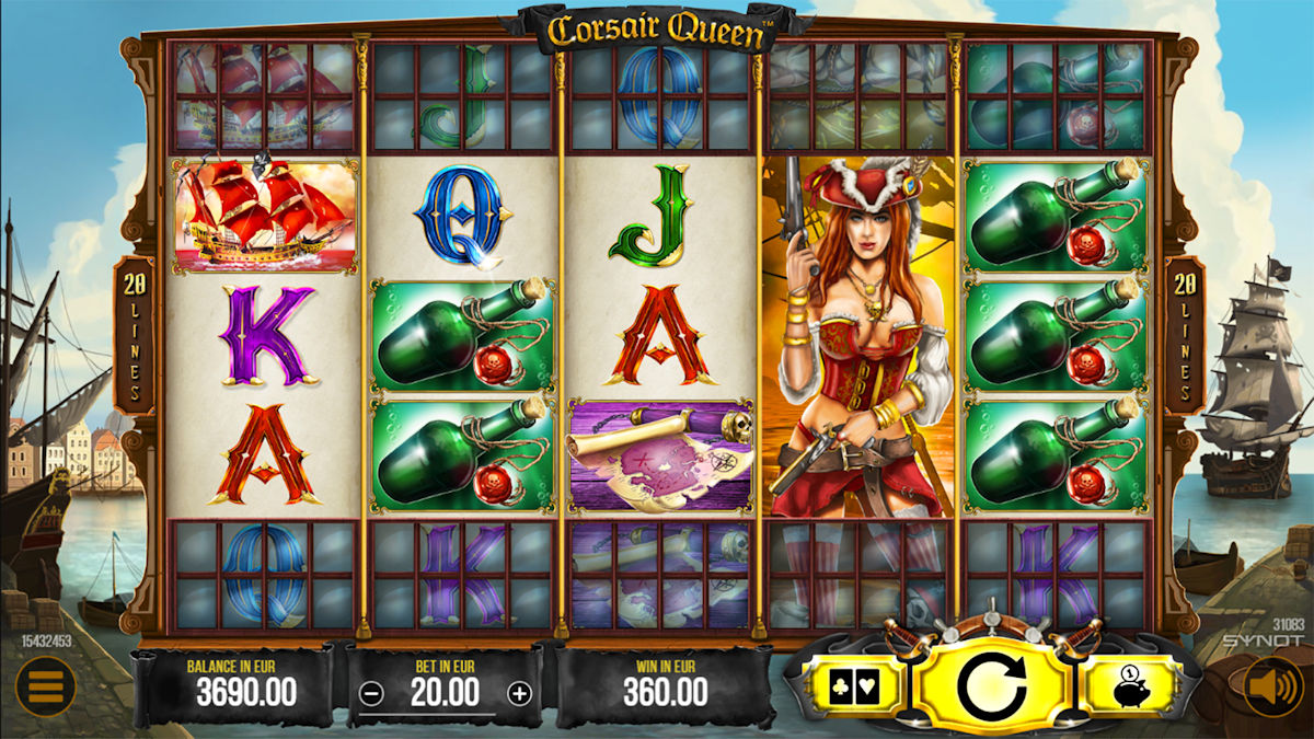 Vizuál hracího automatu Corsair Queen od Synot Games